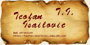 Teofan Isailović vizit kartica